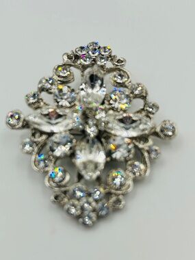 Vintage Brooch Starburst Faux Diamonds Beautiful